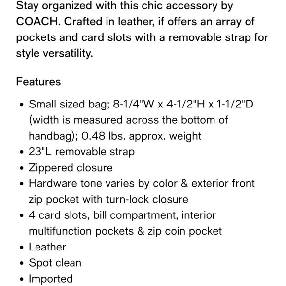 Coach Bella Small Leather Wallet Crossbody - Picture 9 of 9